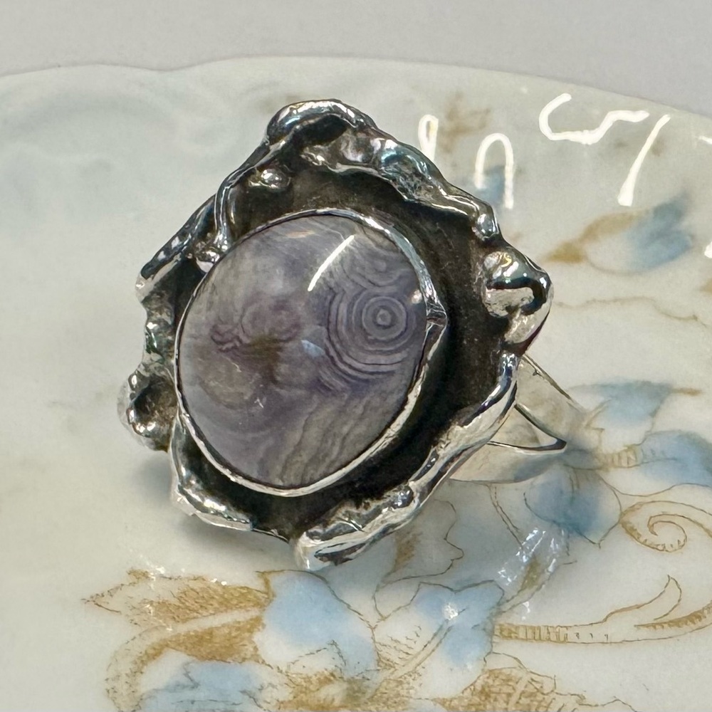 Sterling Silver Statement Ring With Lavender Agate - image 3